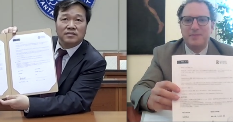 Virtual signing ceremony of MoU between Yantai (China) and Tuscia (Italy) Universities